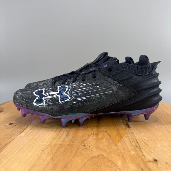 Under Armour Blur Smoke 2.0 MC Suede Mens Size 12.5 Football Cleats Black NEW - Picture 3 of 9